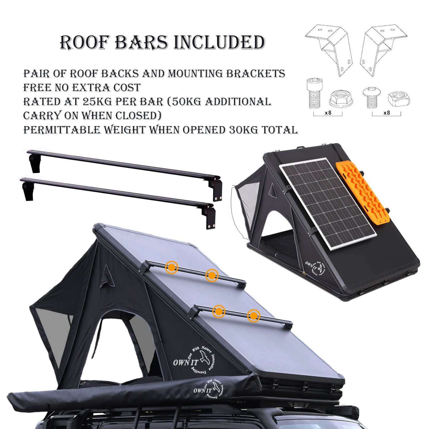 Solid Peak 150 Roof Top Tent combo 3 piece set