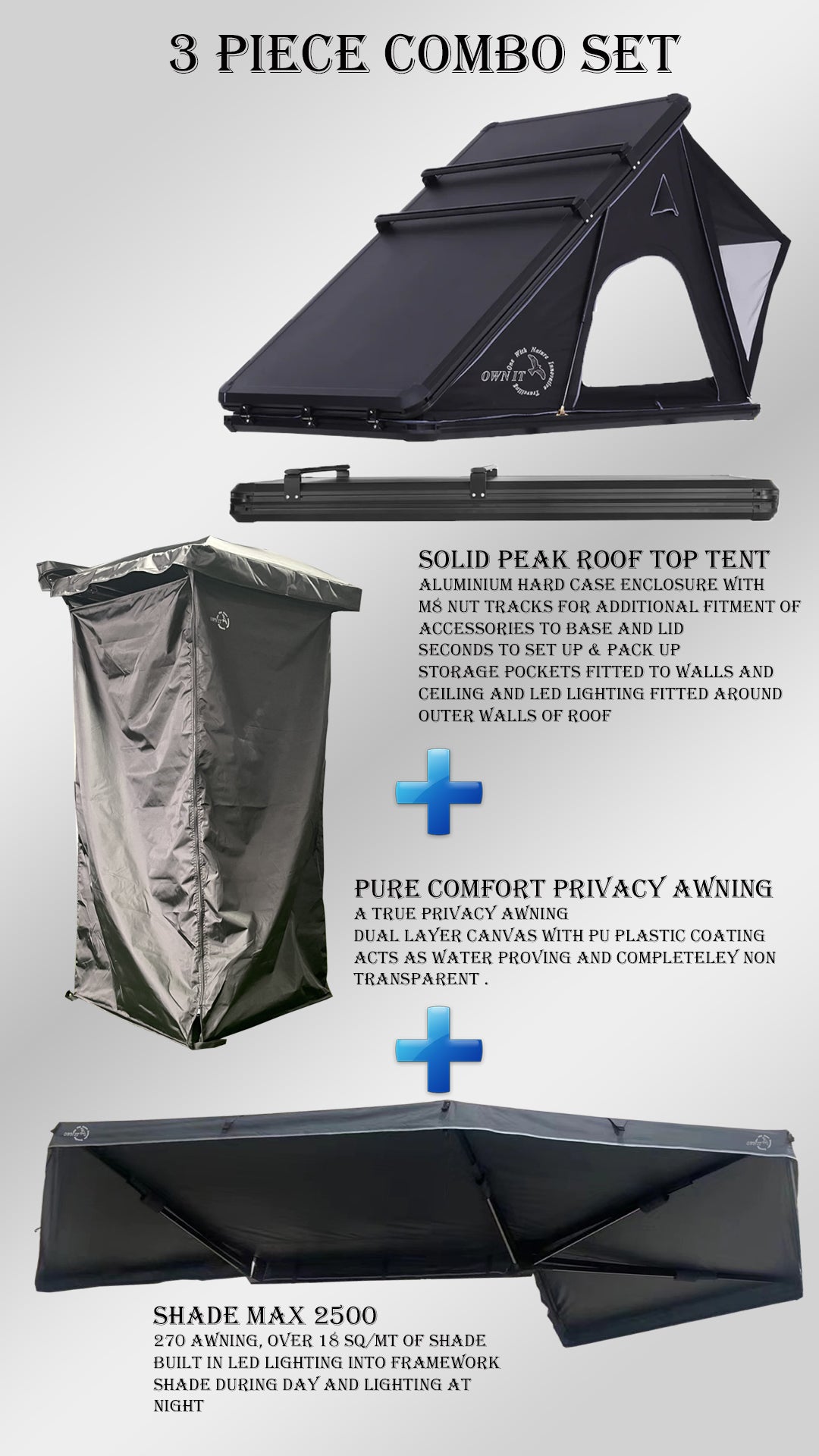 solid roof tent Solid Peak 150 Roof Top Tent combo 3 piece set – One With Nature Innovative Travelling