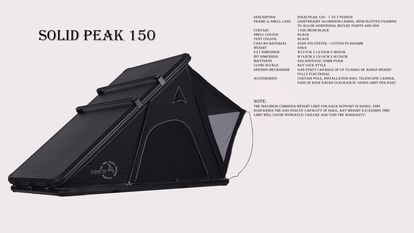 Rooftop Tent - Solid peaks 150